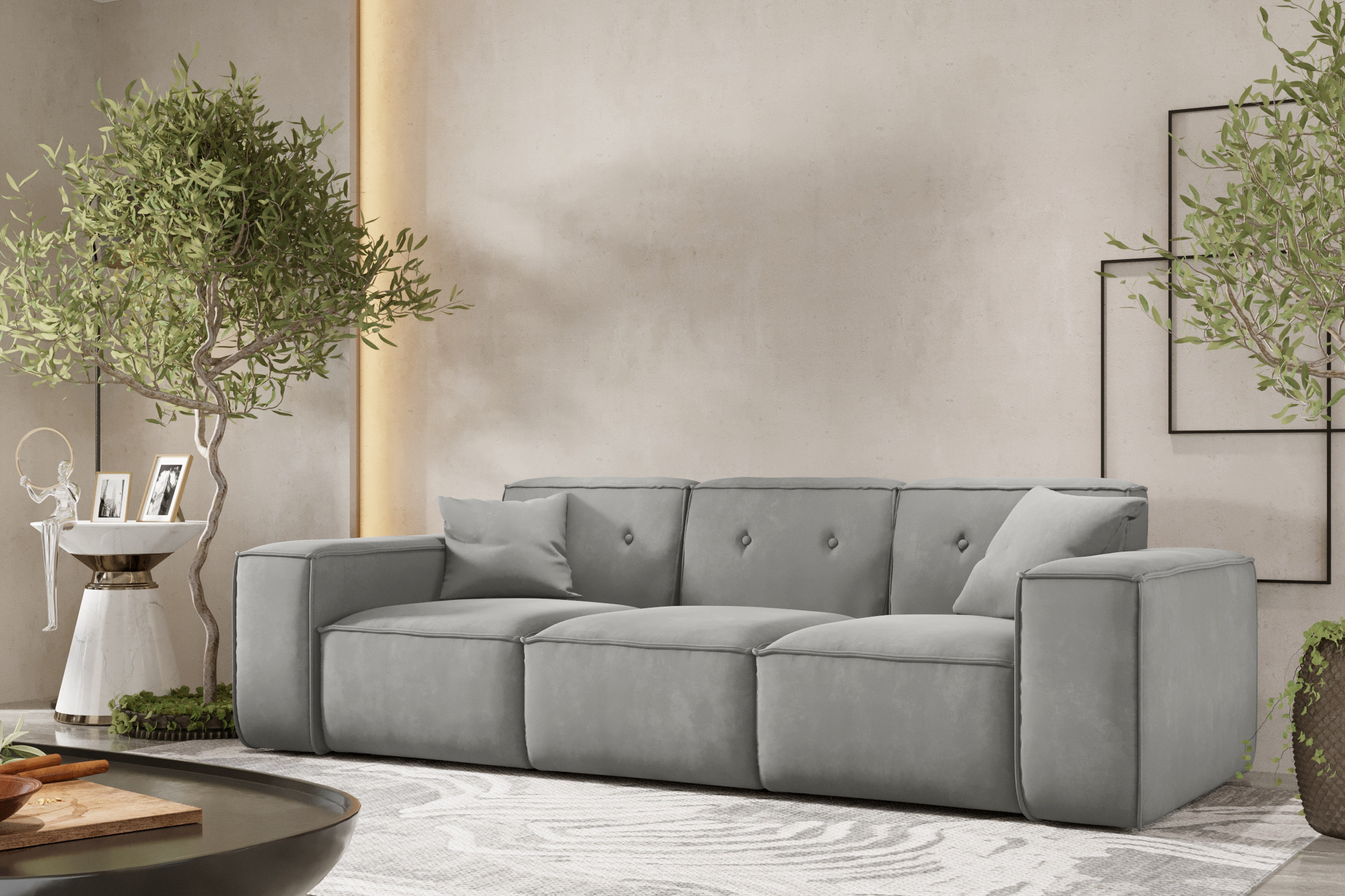 Sofa LUGA 3-Sitzer Hellgrau